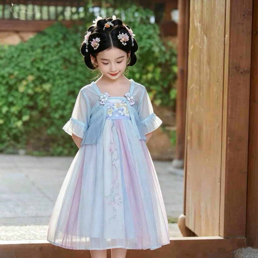 女童改良汉服夏季超仙国风连衣裙