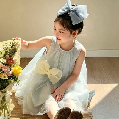 女童连衣裙夏季无袖网纱公主裙子