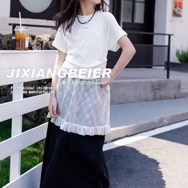 女童收腰T恤夏季薄款简约短袖潮