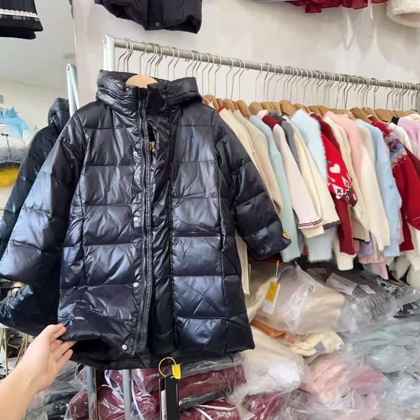 免洗儿童羽绒服冬季轻薄耐脏三防男童女童黑金中长款鸭绒保暖外套
