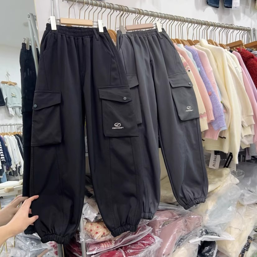 男童加绒工装裤冬季一体绒裤子潮