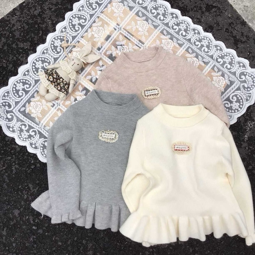 檬小檬女童毛衣冬季女孩荷叶边上衣软糯加厚保暖儿童针织打底衫潮