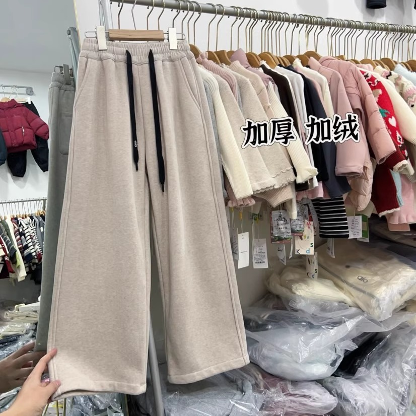 女童加绒裤冬季软面料阔腿裤