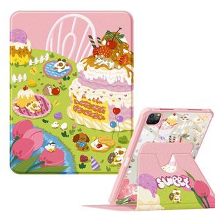 适用ipad10保护套2022新款air5/4壳苹果第9代平板亚克力air3带笔槽mini6全包2018防摔2021ipadpro11动物蛋糕