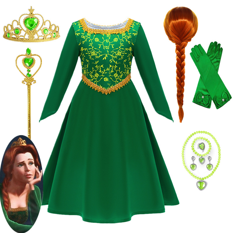 怪物史莱克COS绿色连衣裙Fiona菲奥娜公主cosplay万圣节扮演服装