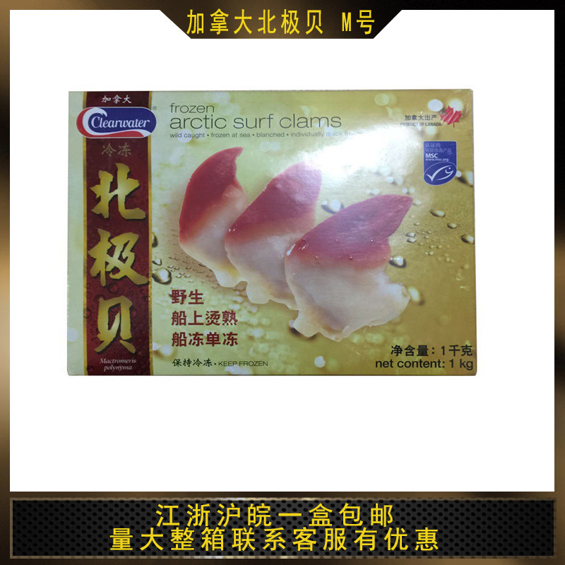 加拿大北极贝 m号寿司北极贝刺身 鲜活整盒大号1kg即食50个左右