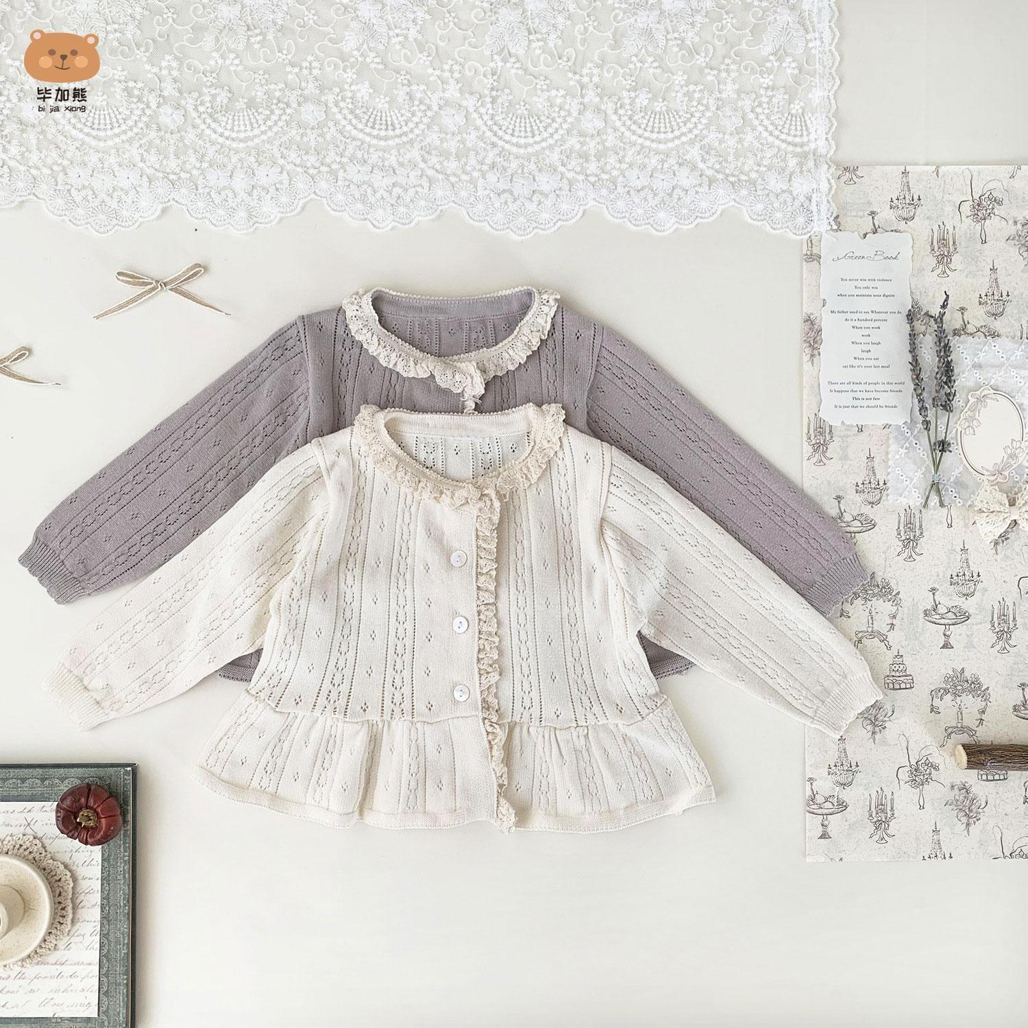 毕加熊女童春秋款毛衣上衣外搭