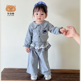 洋气儿童小月龄穿搭分体婴儿两件套外出服 2025新款 女宝宝秋季 套装