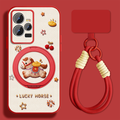 元宝小马适用vivoiqoo9手机壳女卡通iqoo8pro新款挂绳支架爱酷iq007小羊皮PR0保护套viv0全包防摔磁吸外壳