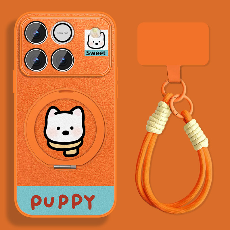 适用荣耀WIN手机壳女WINRT新款可爱小狗保护套HONOR华为小羊皮RT卡通全包防摔磁吸专用挂绳外壳WLNRT