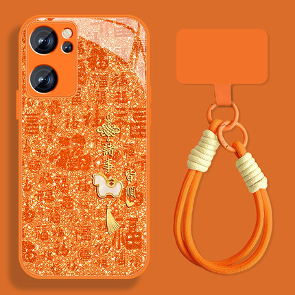 诸事皆顺适用opporeno7手机壳男马年Reno7pro新款挂绳Rano7se本命年0pp0钢化玻璃por全包防摔pr0超火保护套