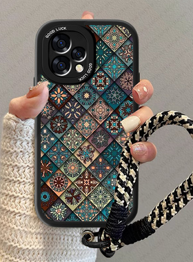 菱格图腾适用opporeno15c手机壳新款小羊皮Reno15C全包复古新品OPPO防摔国风Rone男女PMD110硅胶保护软套