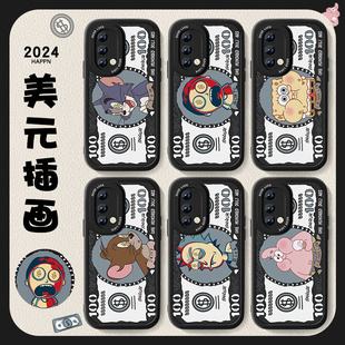 美元 A93s小羊皮A96趣味a8秋冬a97搞怪0pp0a92s情侣5G防摔a91女a8创意卡通男套 插画适用oppoa95手机壳新款