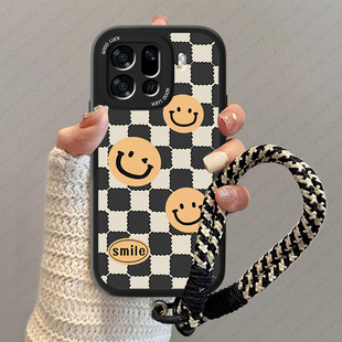 笑脸格子适用oppofindx9手机壳新款Findx9pro简约小羊皮fandx9全包外壳pr0防摔男女0pp0专用复古高级感保护套