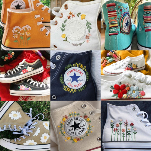 刺绣diy帆布鞋手工衣服情侣装