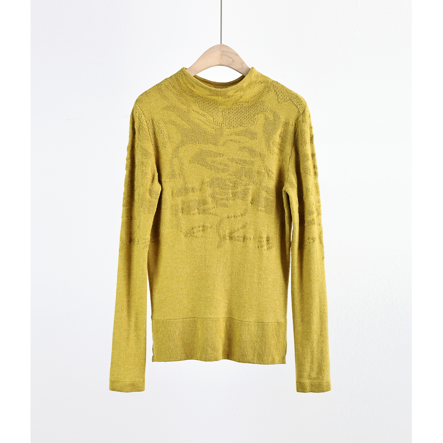 羊毛针织提花侧开叉打底衫毛衣