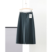 百搭深绿色全羊毛休闲七分垂坠感抗皱阔腿裤 ise正品 四季 P1730605