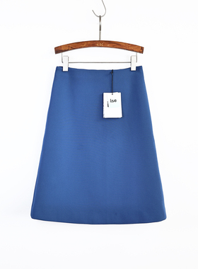 ise专柜正品冬季加厚有内衬宝蓝色A字型百搭半裙P1840509-1289
