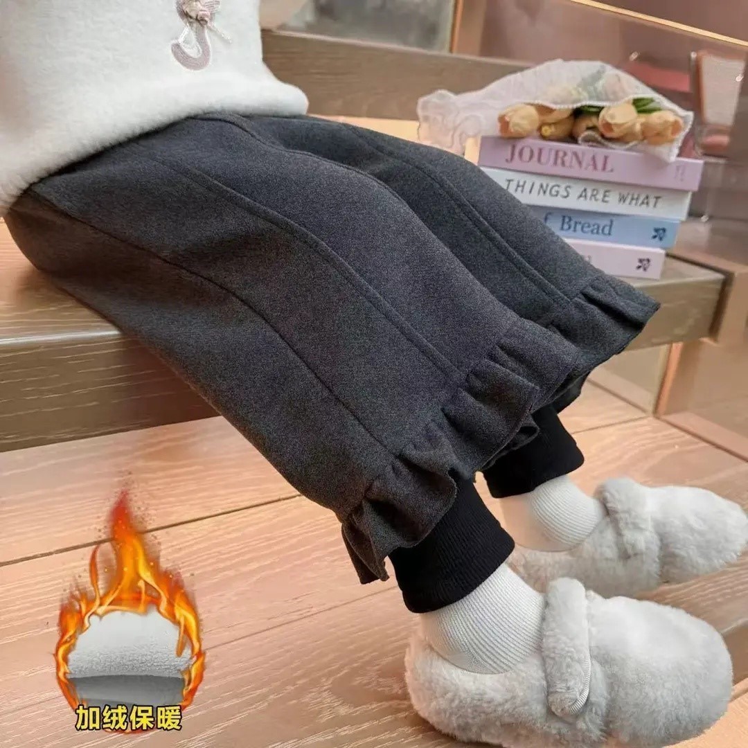 【一条过冬】女童假两件加绒裤子