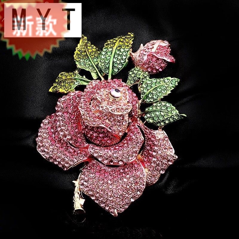 新款欧美复古夸张大号胸针胸花女 玫瑰之约大别针名媛气质衣服配