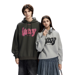 IDEVERRAY旋转Logo字母印花宽松休闲百搭薄绒连帽套头卫衣男女款