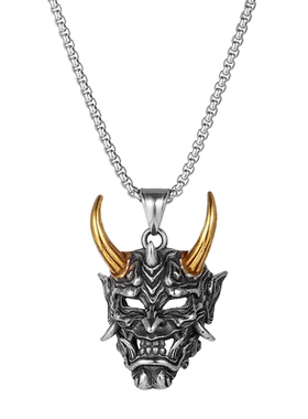 金角般若钛钢项链鬼怪面具吊坠