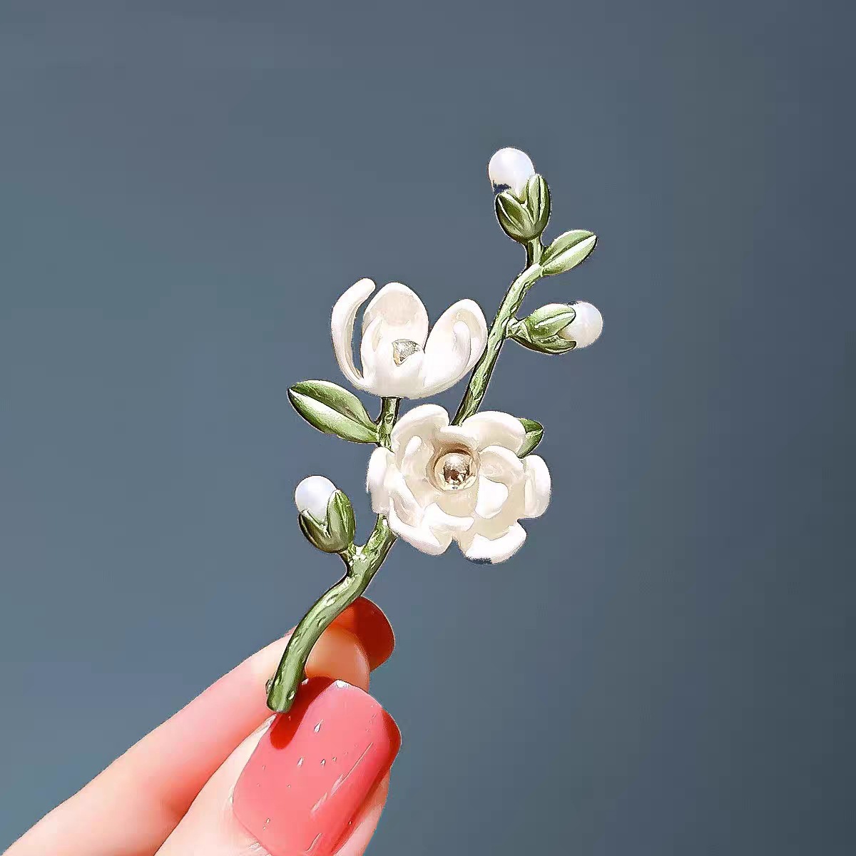 植物花卉白玉兰胸针徽章