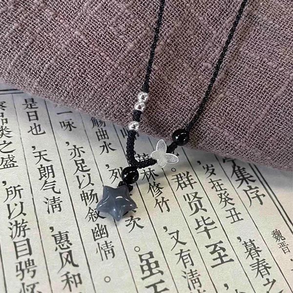 小众设计手工编织五角星项链女百搭潮酷高颜值蝴蝶串珠锁骨链闺蜜
