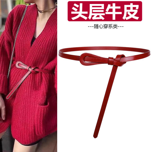 西装真皮打结连衣裙子时尚腰带