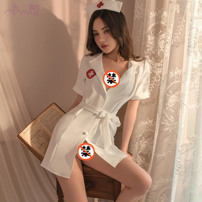 性感诱惑护士装纯色短裙保密发