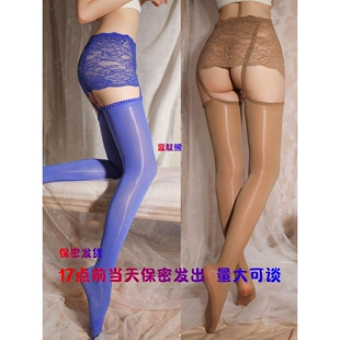 蕾丝一体式 袜半包臀 吊带袜912针马油光长筒袜子美腿开裆丝袜连裤