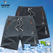 新款 子夏季 休闲运动短裤 宽松大码 啄木鸟男士 速干跑步裤 冰丝五分裤