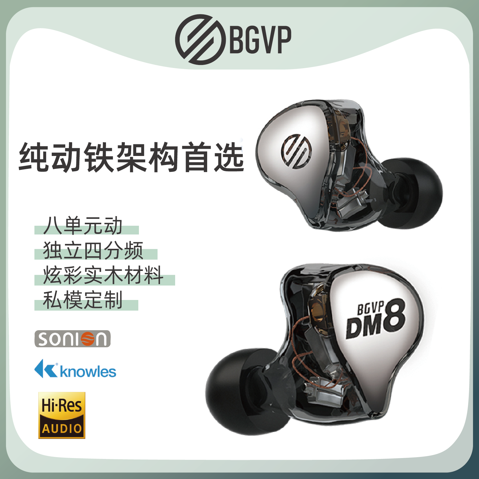 BGVP DM8娄氏声扬8单元动铁耳机定制私模旗舰有线入耳式hifiMajor 影音电器 游戏电竞头戴耳机 原图主图