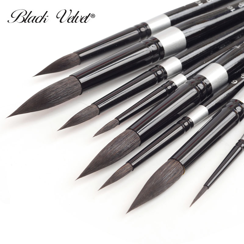 黑天鹅水彩画笔松鼠旅行套装圆头