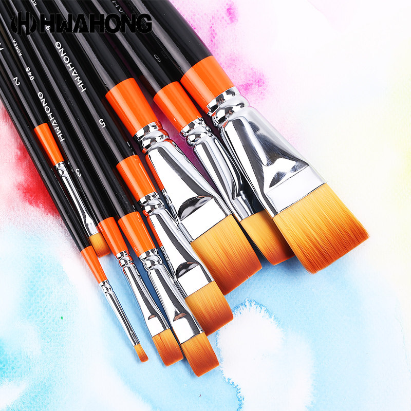 正品hwahong华虹948水粉笔尼龙平头油画水彩笔专业成人水彩画笔美术单