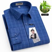 抗皱中年休闲免烫商务条纹爸爸薄款 衬衫 衬衣 长袖 啄木鸟竹纤维男士