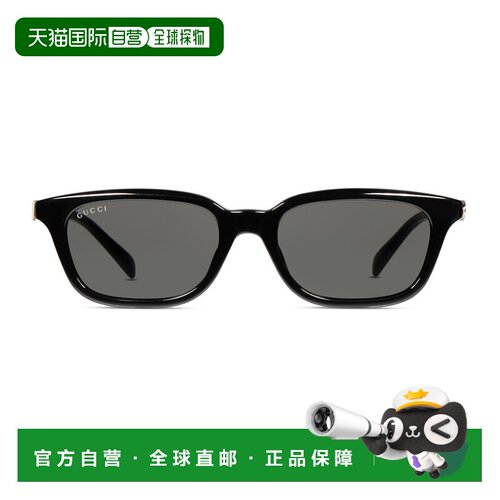 自营欧洲直邮GUCCI古驰 女士黑色醋酸纤维Gucci字样矩形太阳镜