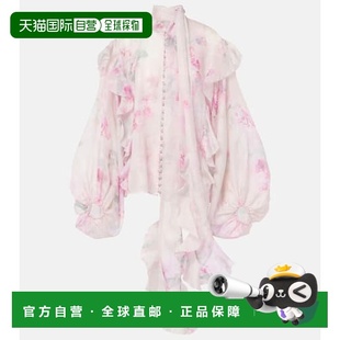 女装 1h可退 褶皱花朵荷叶边打结领衫 女士 香港直邮ZIMMERMANN