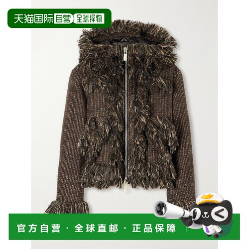 1h可退 香港直邮Sacai 女士 羊毛混纺磨破花呢拉链夹克 2608646