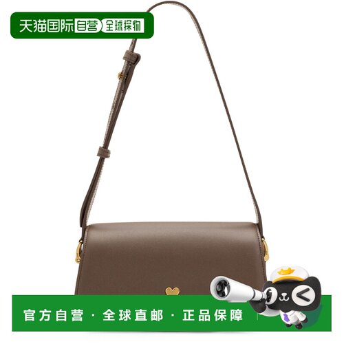 自营欧洲直邮AMI PARIS PARIS PARIS女士牛皮革单肩包斜挎包棕色