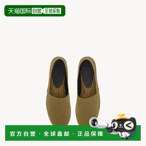 自营欧洲直邮YSL圣罗兰 女士仙人掌绿棉logo刺绣帆布鞋一脚蹬