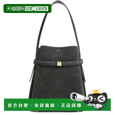 自营欧洲直邮Toteme Belted女士黑色小牛皮logo标识单肩包托特包