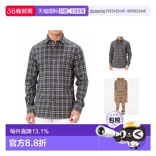 1h可退 海外直邮BURBERRY/博柏利格纹休闲单排扣长袖衬衫新年礼物