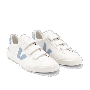 自营欧洲直邮Veja女士休闲鞋板鞋白蓝拼色皮革魔术贴简约百搭舒适