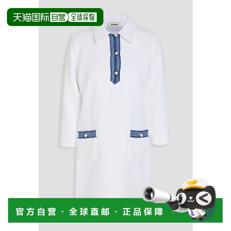 1h可退 香港直邮Sandro 女士 牛仔布修饰花呢迷你衬衫式连衣裙 SF