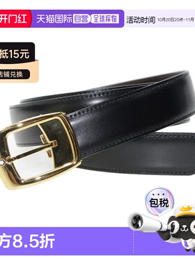 欧洲直邮MontBlanc万宝龙黑色全粒面男士皮带MB101899腰带商务休