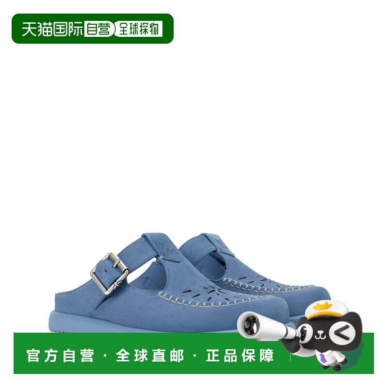 自营欧洲直邮LV路易威登 Easy男士蓝色绒面革凉拖凉鞋拖鞋半拖鞋