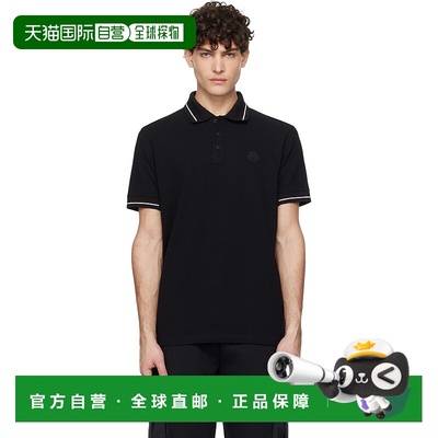 1h可退 香港直邮Moncler 盟可睐 男士 黑色 Logo Patch Cotton Po