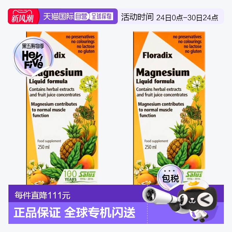 英国药房Floradix铁元孕妇补充营养矿物营养液富含镁肌肉能量250m