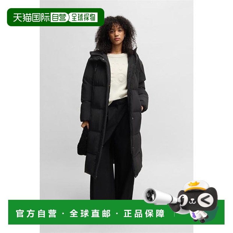 1h可退 香港直邮HUGO 雨果 女士 Fini 01 正装大衣 black黑色 舒